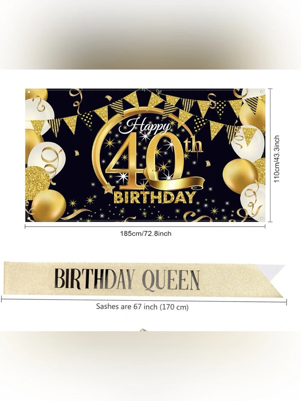 40th Birthday Backdrop Banner and 